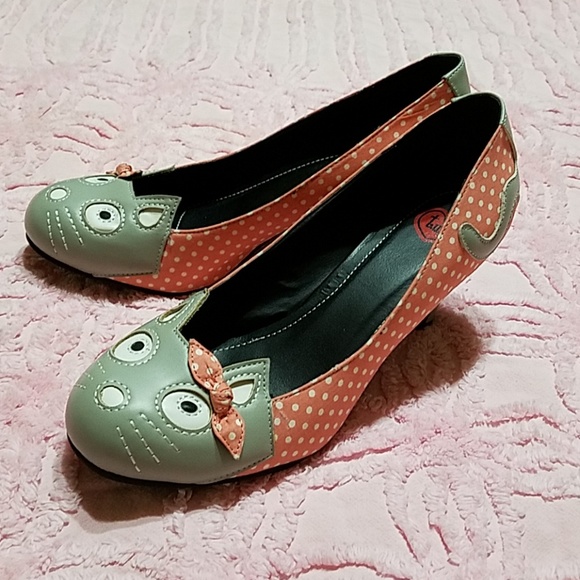 T.U.K Shoes | Tuk Kitten Heels Pink And Grey Rockabilly tuk Shoes | Zombie High Heels Rockabilly Pinup | Poshmark
